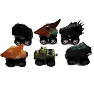 Lot of 6 Dinosaur Head DINOBROS Pull Back Race Car Monster Machine Jurassic
